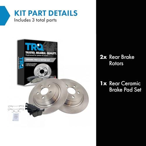 TRQ Rear Brake Pad & Rotor Kit Brake Pads Brake Rotor Ceramic Compatible with 2015-2021 Ford Edge 2017-2019 Fusion 2017-2020 Lincoln Continental 2016-2018 MKX MKZ 2019-2020 Nautilus - Image 2