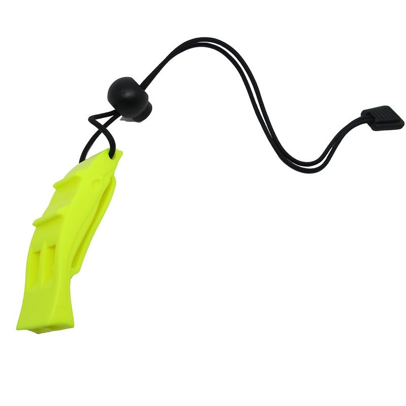 Scuba Choice Diving Dive Orange Safety Dolphin Shape Loudest Whistle with Lanyard and Clip, Yellow - Image 5
