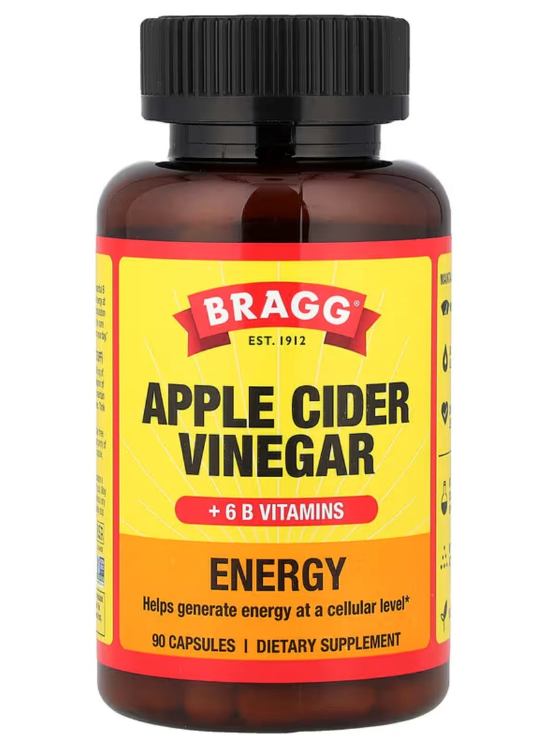Bragg, Energy, Apple Cider Vinegar + 6 B Vitamins, 90 Capsules - Image 1