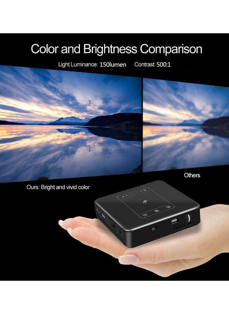 D13 Mini LED Projector – 4K, 150 Lumens, Android OS, 16GB Memory, WiFi & Bluetooth, Touch Control, Remote & Tripod Included