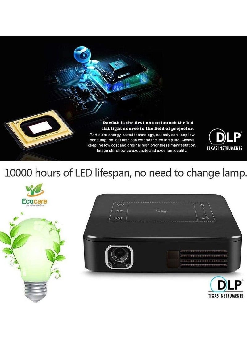D13 Mini LED Projector – 4K, 150 Lumens, Android OS, 16GB Memory, WiFi & Bluetooth, Touch Control, Remote & Tripod Included