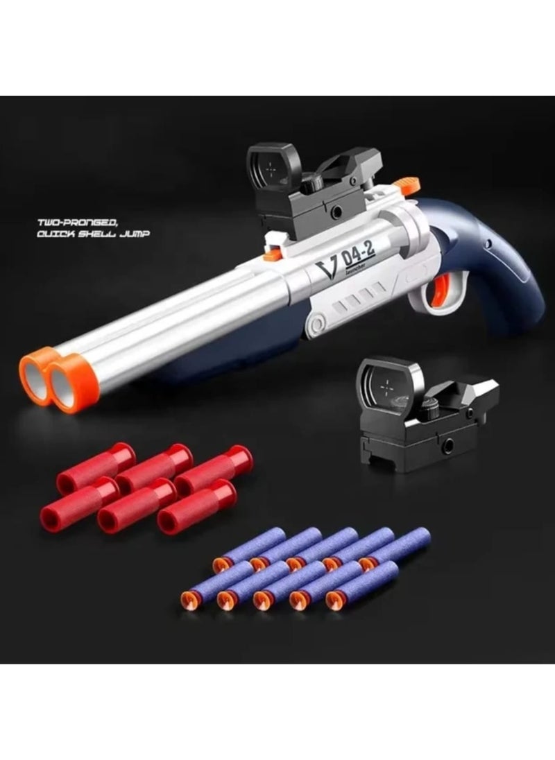 FUSIONPULSE - Double Barrel 2 in 1 Blaster Shotgun with 20 Foam Bullets & 6 Shell,Scope, Lights Empty Shell Ejecting - Image 1