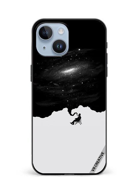 Protective Case Cover For Apple iPhone 15 Plus Galaxy Abstract Black White Design Multicolour