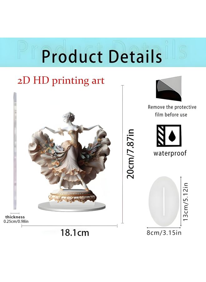 2D Flat Acrylic Desktop Ornament, Elegant Dancer, Mosque & Couple Design Table Decor