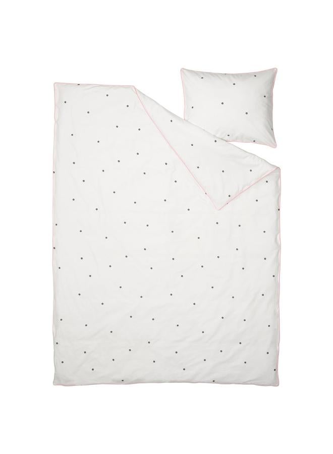erorex Duvet cover and pillowcase, dot pattern white/pink, 150x200/50x80 cm - Image 2