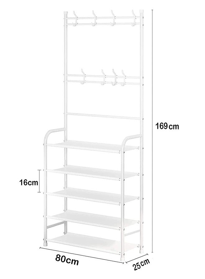 رف أحذية متعدد الأغراض من 5 مستويات مع 8 خطافات تعليق - Image 2