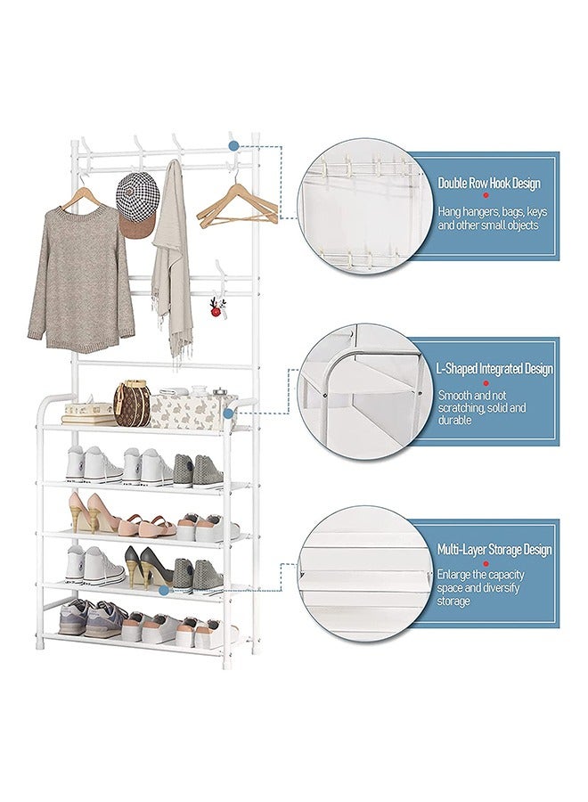 رف أحذية متعدد الأغراض من 5 مستويات مع 8 خطافات تعليق - Image 3