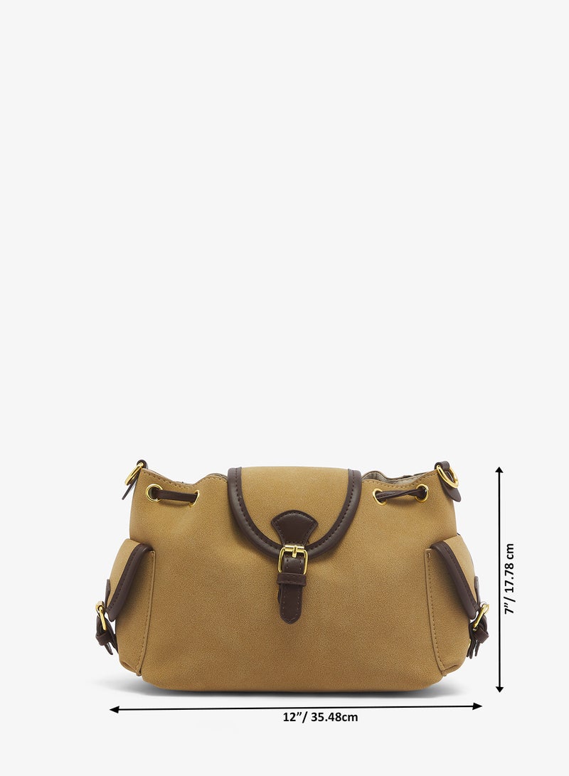ELLA Two Tone Crossbody Bucket Bag - Image 5