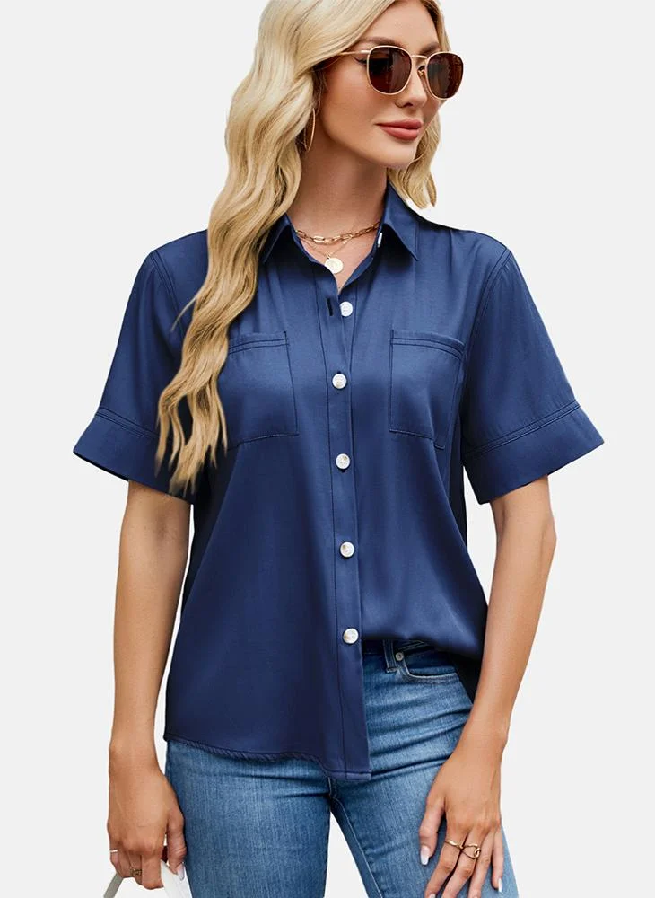 يونيكي Blue Plain Regular Fit Shirt