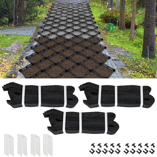 Kerty 2 Depth Ground Grid for Gravel 36x4 FT Geo Gravel Grid Driveway 1885 lbs per Sq Ft Load with Connection Buckles Geo Cell Permeable Stabilization System for Driveways Walkway Slope Pathway Garden - Image 1