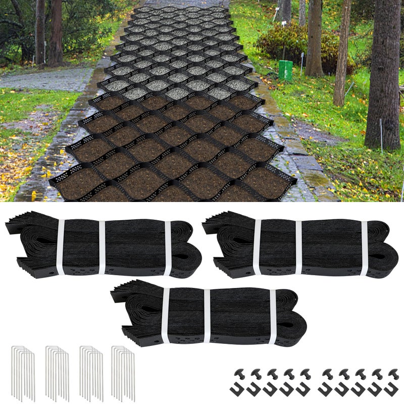 Kerty 2 Depth Ground Grid for Gravel 36x4 FT Geo Gravel Grid Driveway 1885 lbs per Sq Ft Load with Connection Buckles Geo Cell Permeable Stabilization System for Driveways Walkway Slope Pathway Garden - Image 2