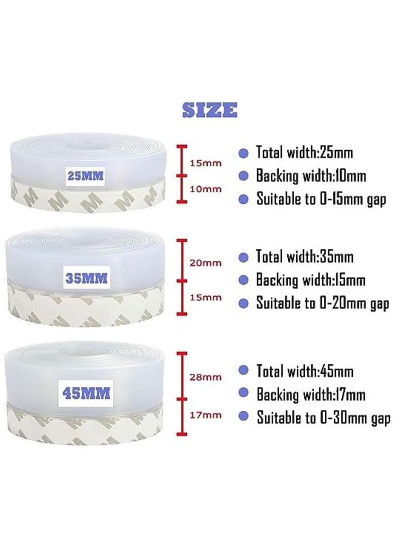 MIZAJIC Weather Stripping Door Seal 16.5Ft, Silicone Door Bottom Seal, Soundproof and Anti-Collision Adhesive Transparent Seal Strip for Doors and Windows Gaps (45mm) - Image 3
