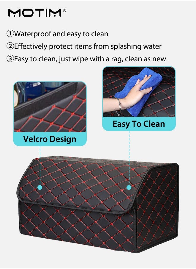 Motim - Car Trunk Organizer and Storage, 55x30x30CM, Collapsible Leather SUV Car Cargo storage Container Box, Multi Compartment Boot Case, Waterproof Auto Grocery Large Storage Box - Image 1