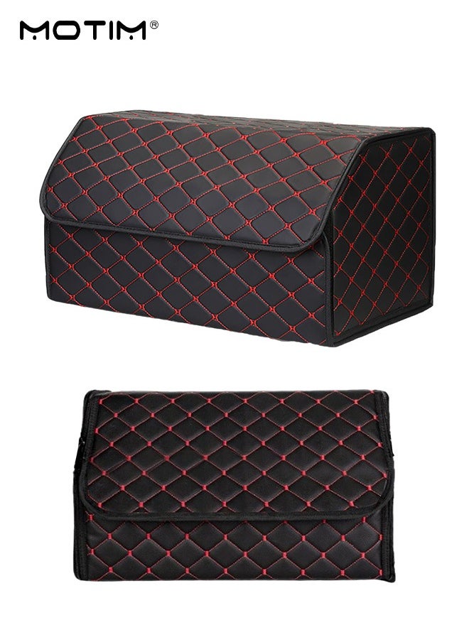 Motim - Car Trunk Organizer and Storage, 55x30x30CM, Collapsible Leather SUV Car Cargo storage Container Box, Multi Compartment Boot Case, Waterproof Auto Grocery Large Storage Box - Image 1