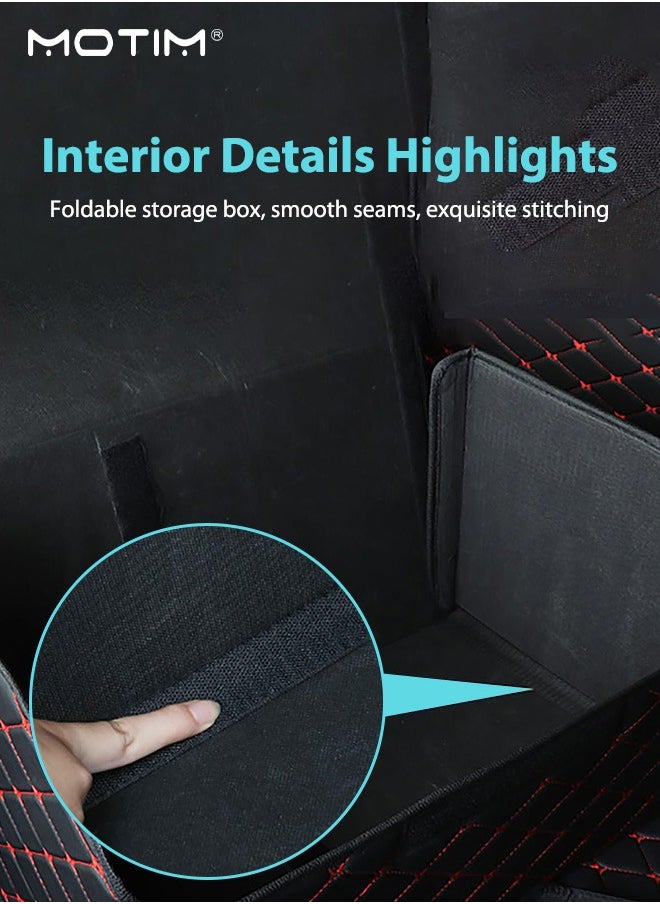 Motim - Car Trunk Organizer and Storage, 55x30x30CM, Collapsible Leather SUV Car Cargo storage Container Box, Multi Compartment Boot Case, Waterproof Auto Grocery Large Storage Box - Image 1