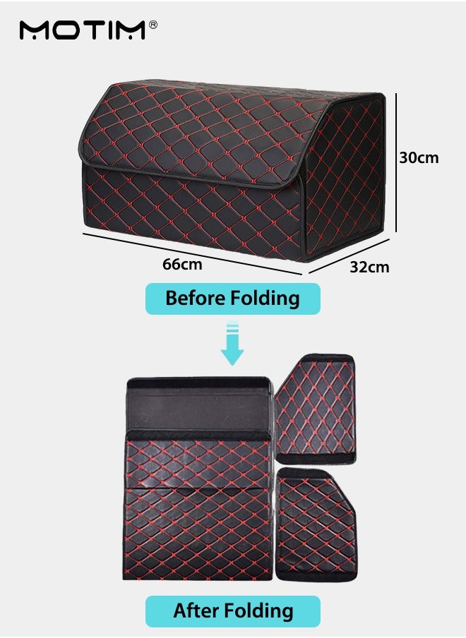 Motim - Car Trunk Organizer and Storage, 55x30x30CM, Collapsible Leather SUV Car Cargo storage Container Box, Multi Compartment Boot Case, Waterproof Auto Grocery Large Storage Box - Image 1