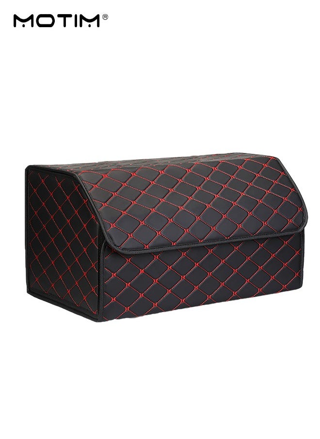 Motim - Car Trunk Organizer and Storage, 55x30x30CM, Collapsible Leather SUV Car Cargo storage Container Box, Multi Compartment Boot Case, Waterproof Auto Grocery Large Storage Box - Image 1