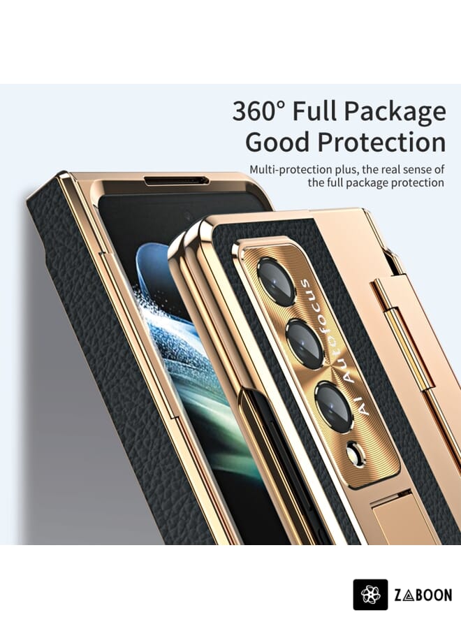جرين تايجر جراب هاتف Samsung Galaxy Z Fold3 5G بتغطية كاملة ومفصلة (ذهبي + أسود) - Image 3