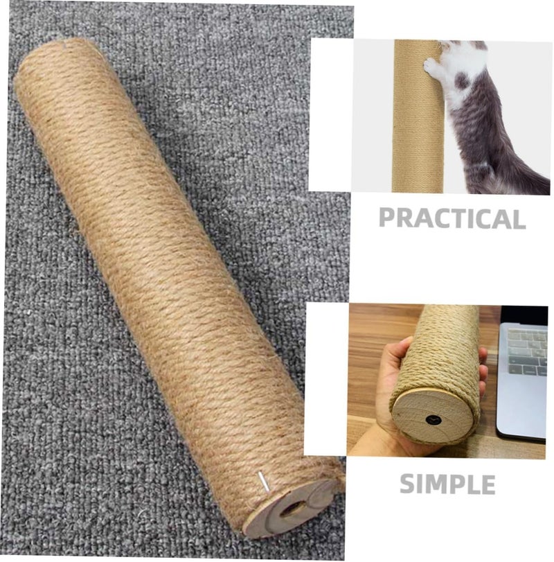 KALLORY Jute Rope Cat Scratching Post Wooden Cat Climbing Pole 9cm Diameter 30cm Length Vertical Kitten Scratcher Replacement Indoor Use - Image 2
