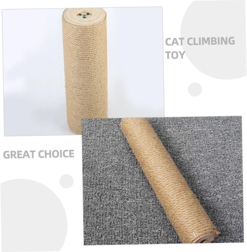 KALLORY Jute Rope Cat Scratching Post Wooden Cat Climbing Pole 9cm Diameter 30cm Length Vertical Kitten Scratcher Replacement Indoor Use - Image 3