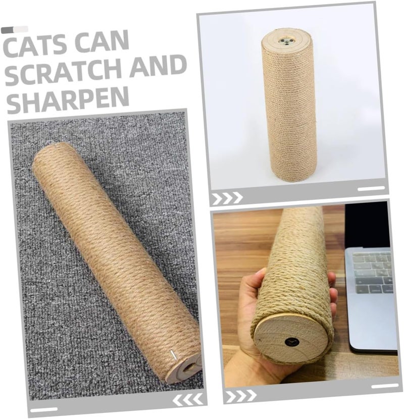 KALLORY Jute Rope Cat Scratching Post Wooden Cat Climbing Pole 9cm Diameter 30cm Length Vertical Kitten Scratcher Replacement Indoor Use - Image 5