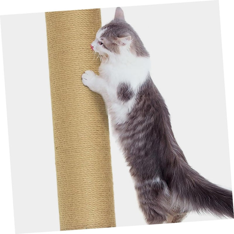 KALLORY Jute Rope Cat Scratching Post Wooden Cat Climbing Pole 9cm Diameter 30cm Length Vertical Kitten Scratcher Replacement Indoor Use - Image 4