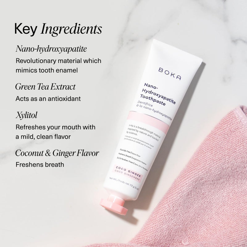 Boka Fluoride Free Toothpaste, Nano Hydroxyapatite Toothpaste, Appropriate for Sensitive Teeth - for Adult, Kids Oral Care - Coco Ginger Flavor, 4 Fl Oz 1Pk US Manufactured - Image 5