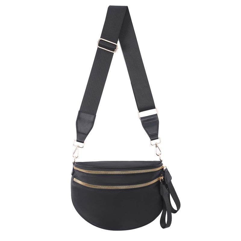 kuifang Nylon Crossbody Bags Bum Bag for Women Large Sling Bag Purse with Adjustable Strapï¼ˆBlackï¼‰ - Image 1