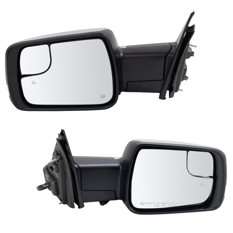 TRQ Driver and Passenger Side Mirror Set Power Heated Memory Chrome with Blind Spot Indicator Compatible with 20192022 Ram 1500 CH1320475 CH1320526 CH1321475 CH1321526