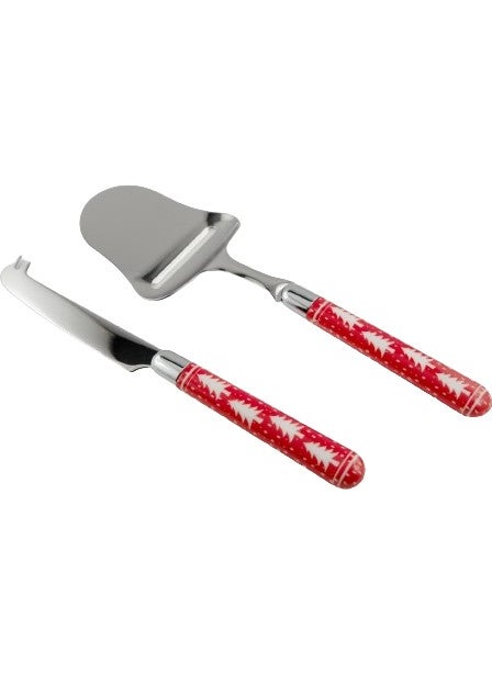 Rivadossi Naif Red Pine Tree Christmas 2-Piece Cheese Set (New Year's Special)