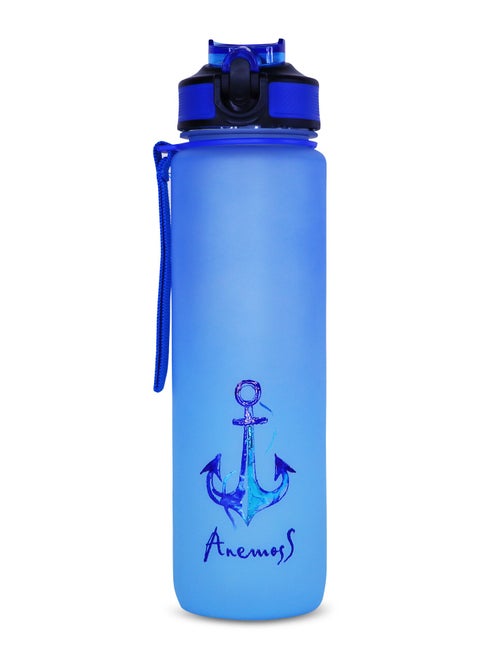 ANEMOSS Anchor Tritan Water Bottle, 1000 ml / 33.8 oz, High-Quality Material, Exclusive Design, Multi-functional and Durable, BPA-Free, Portable with Strap Attachment, Suitable for Sports and Travel, Blue Color
