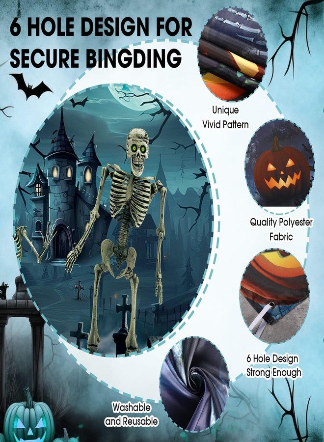 Blosssound 7x8 FT Halloween Garage Door Cover - Spooky Graveyard Scene with Skeletons, Pumpkins & Haunted Buildings - Outdoor Scary Backdrop Decoration for Yard, Porch, Party, Photo Booth - Image 3