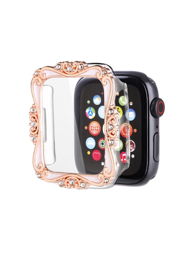 Loquat Oil And Diamond PC Material Case For Apple For Apple Watch Case Iwatch56789SE-Color:Silver Frame (white)-Dimensions:45mm (general 44 45)456789Agent Se  - Image 2