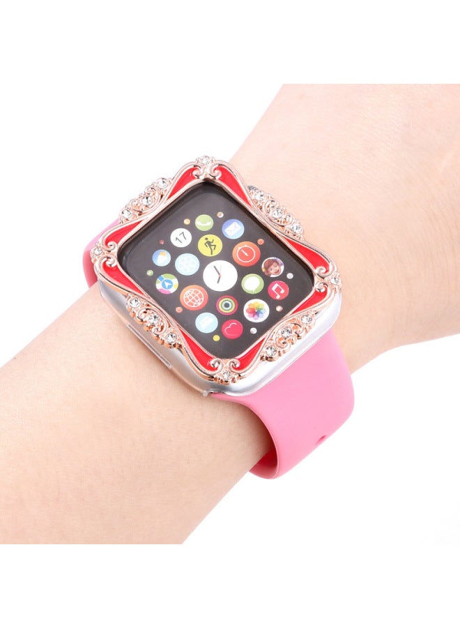 Loquat Oil And Diamond PC Material Case For Apple For Apple Watch Case Iwatch56789SE-Color:Silver Frame (white)-Dimensions:45mm (general 44 45)456789Agent Se  - Image 4