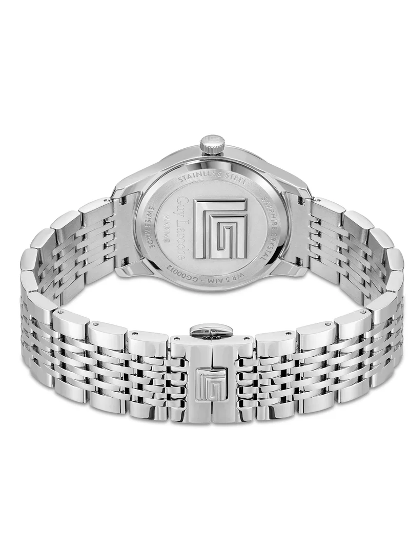 Guy Laroche Maxime Watch for Men with Silver Stainless Steel Bracelet 40 mm 5 Atm