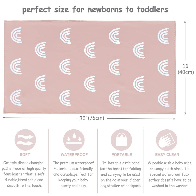 Owlowla Baby Diaper Changing Pad Portable Changing Mat Travel Changing Pad Liner for Baby and Small Toddler(Gray&Rainbow) - Image 4