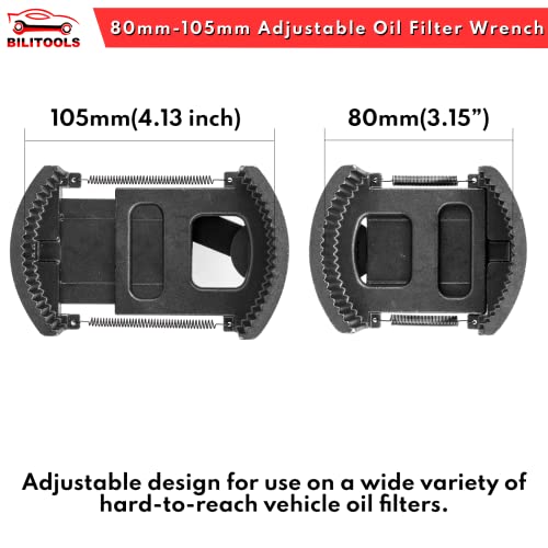 BILITOOLS Universal Oil Filter Wrench Removal Tool Adjustable, 80-105mm (3.15-4.13 inch), 1/2" Drive - Image 3