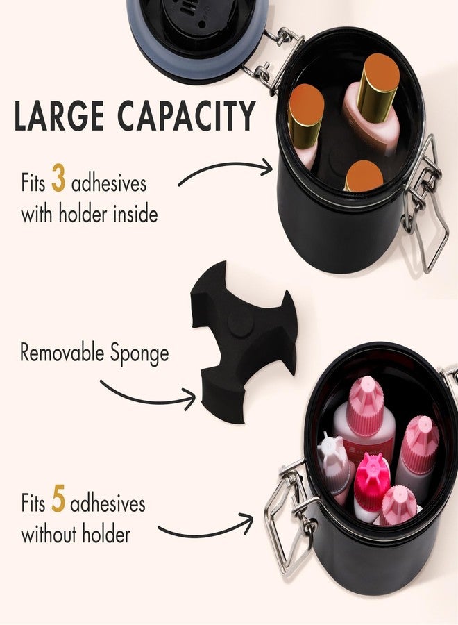 Embagol False Lash Glue Storage Tank With Thermometer Adhesive Carbon Sealed Leak-proof Containers Grafting Eyelash Extension Supplies(BLACK) - Image 5