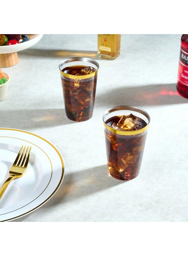 FOCUSLINE 200 Pack 12 oz Gold Rimmed Plastic Cups, Clear Plastic Cups Tumblers, Heavy-duty & Fancy Disposable Hard Cup 12 Ounce with Gold Rim for Wedding Cup Elegant Party Cups - Image 5