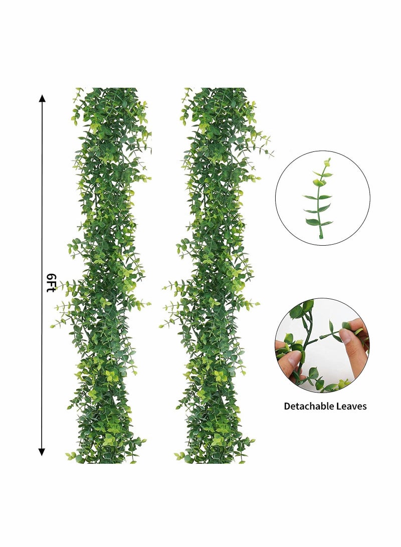 SYOSI 3 Pack Faux Eucalyptus Garland 6Ft/Pack Artificial Vines Greenery UV Protected Indoor Outdoor for Wedding Table Runner Doorways Decoration - Image 4