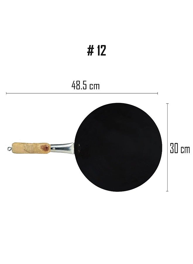 Lion Iron Tawa with Natural Wooden Handle and Hanging Loop – No. 12, 30 cm, Heavy-Duty Iron for Even Heat Distribution, Perfect for Dosa, Roti, Paratha, and Flatbreads - Image 5