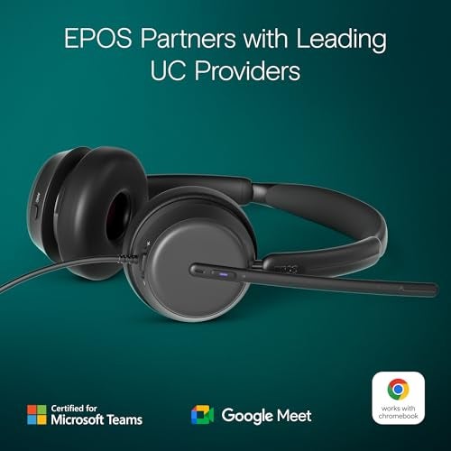 EPOS سماعة رأس سلكية مزدوجة الجانب EPOS Impact 860T مع إلغاء الضوضاء النشط، معتمدة من Microsoft Teams، USB C و USB A، صوت عريض للغاية، مثالية لمكالمات المكتب، Zoom، العمل من المنزل والهجين - Image 4