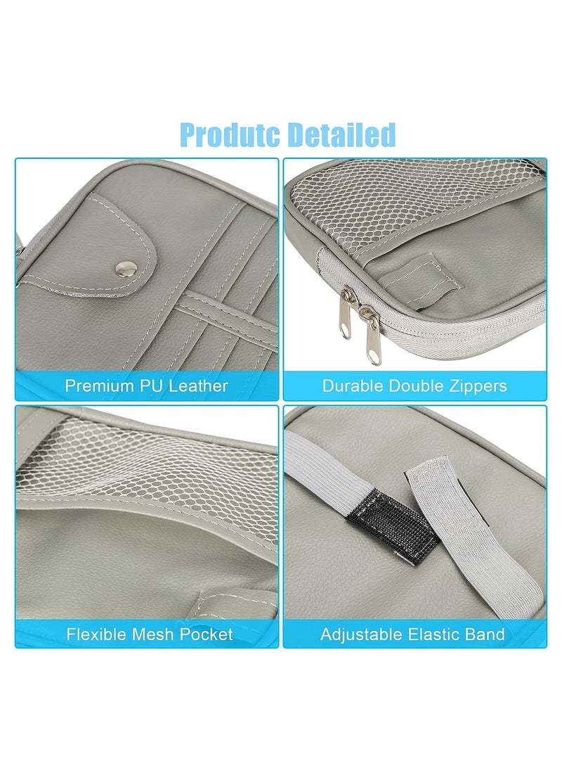 SYOSI Car Sun Visor Organizer Auto Leather Pocket Organizer Storage Pouch Registration Holder with Multi-Pocket Net Zipper for Car Truck SUV Card License Pen Key Document Sunglasses Interior  - Image 4
