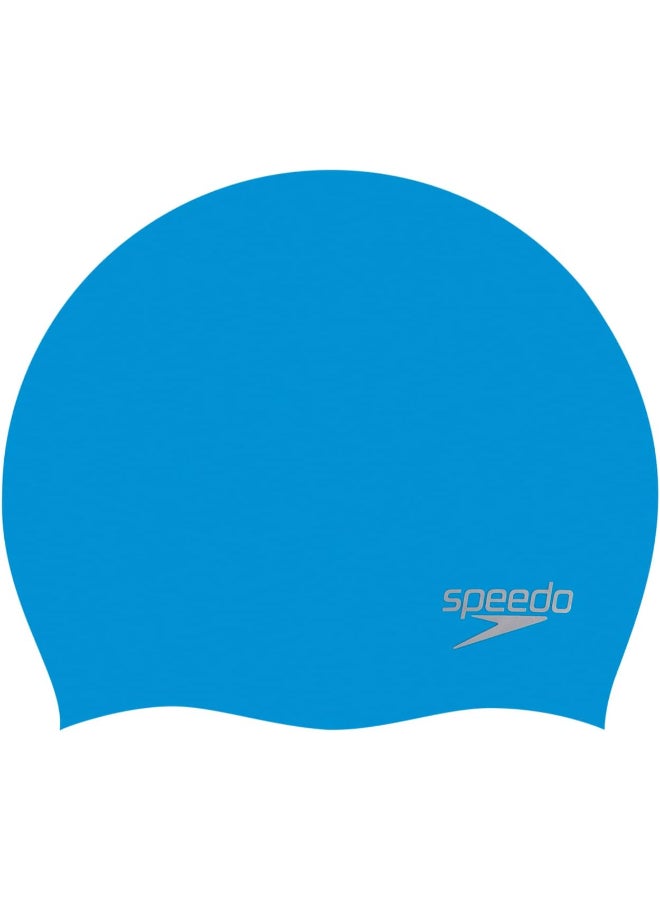 Speedo Plain Moulded Silicone Swim Cap - Blue