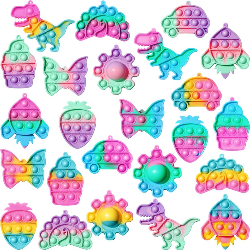 Asoulin 24PCS Dinosaur Pop Fidget Keychain Easter Gifts Party Favors for Kids 48 812 Easter Egg Fillers Goodie Bag Stuffer Classroom Treasure Box Toy Carnival Prizes Pinata Birthday Return Gift for Boy Girl - Image 3