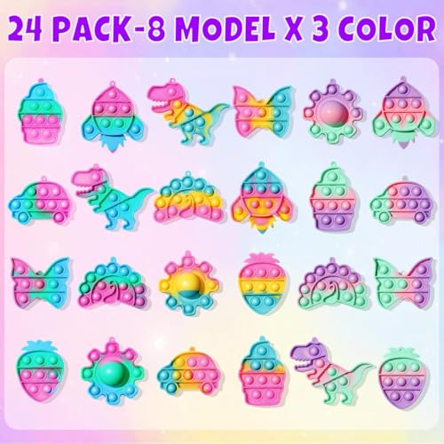 Asoulin 24PCS Dinosaur Pop Fidget Keychain Easter Gifts Party Favors for Kids 48 812 Easter Egg Fillers Goodie Bag Stuffer Classroom Treasure Box Toy Carnival Prizes Pinata Birthday Return Gift for Boy Girl - Image 5