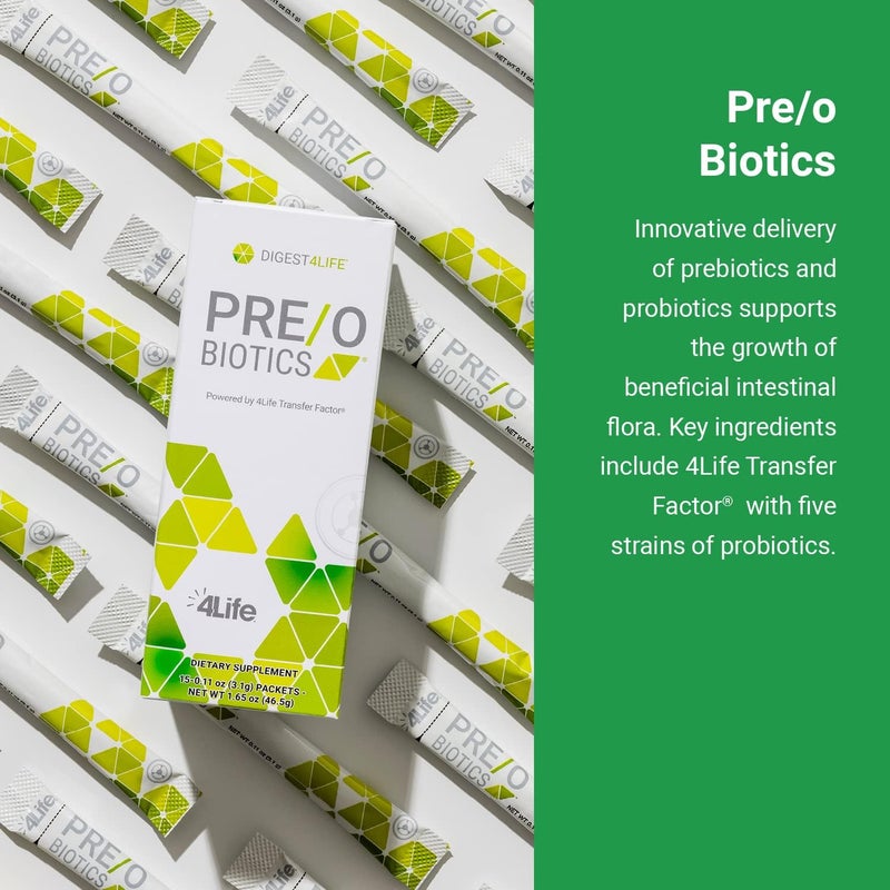 4Life Preo Biotics  Prebiotic and Probiotic Blend for Microbiome Gut and Immune System Support  Digestive Health Supplement  15 Packets - Image 3