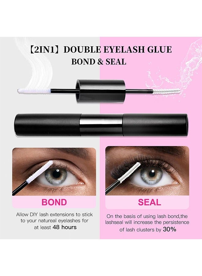 أبترين False Eyelash 120 Clusters， Bond and Seal Eyelash Glue and Lash Tweezers for DIY Eyelash Extension Fake Lashes，Single Cluster False Eyelashes Set Natural - Image 2