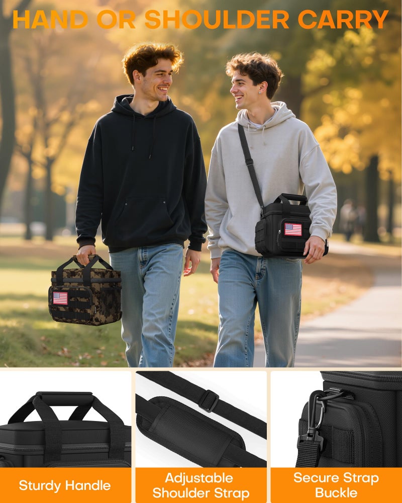 HOTOR Lunch Box for Men & Women - Insulated Lunch Bag with Multiple Pockets, Tactical Cooler Bag for Work, Hiking, Camping, Fishing, Travel, Black, 11.0" x 8.3" x 7.1" - Image 4