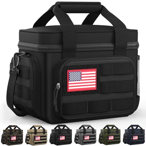 HOTOR Lunch Box for Men & Women - Insulated Lunch Bag with Multiple Pockets, Tactical Cooler Bag for Work, Hiking, Camping, Fishing, Travel, Black, 11.0" x 8.3" x 7.1" - Image 1